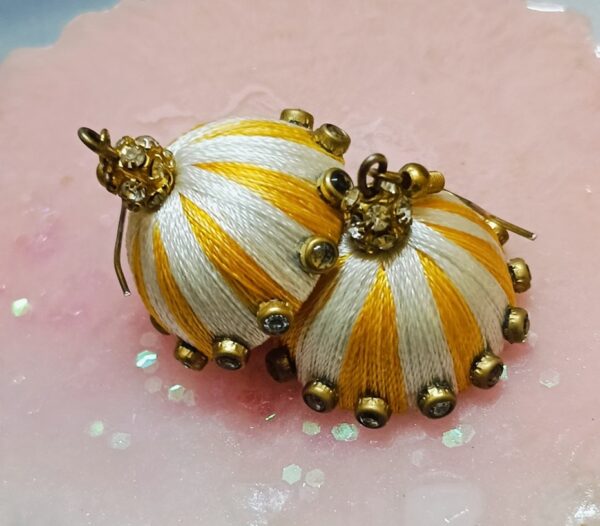 Silk Thread Yellow & White Earrings – Graceful & Elegant